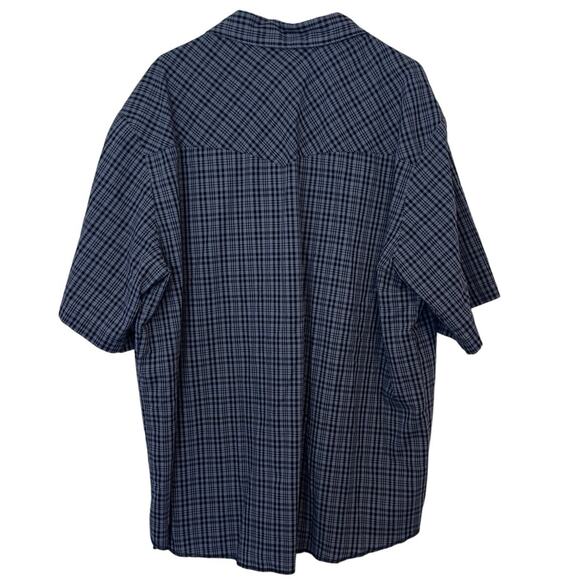 Wrangler Men’s Pearl Snap Plaid Western Short Sleeve Shirt Size XXL Black Gray - Picture 2 of 6